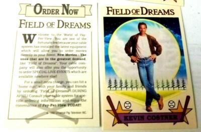 1990 UNIVERSAL PAY PER VIEW  PROMO CARD FIELD OF DREAMS KEVIN COSTNER nrmt-mt