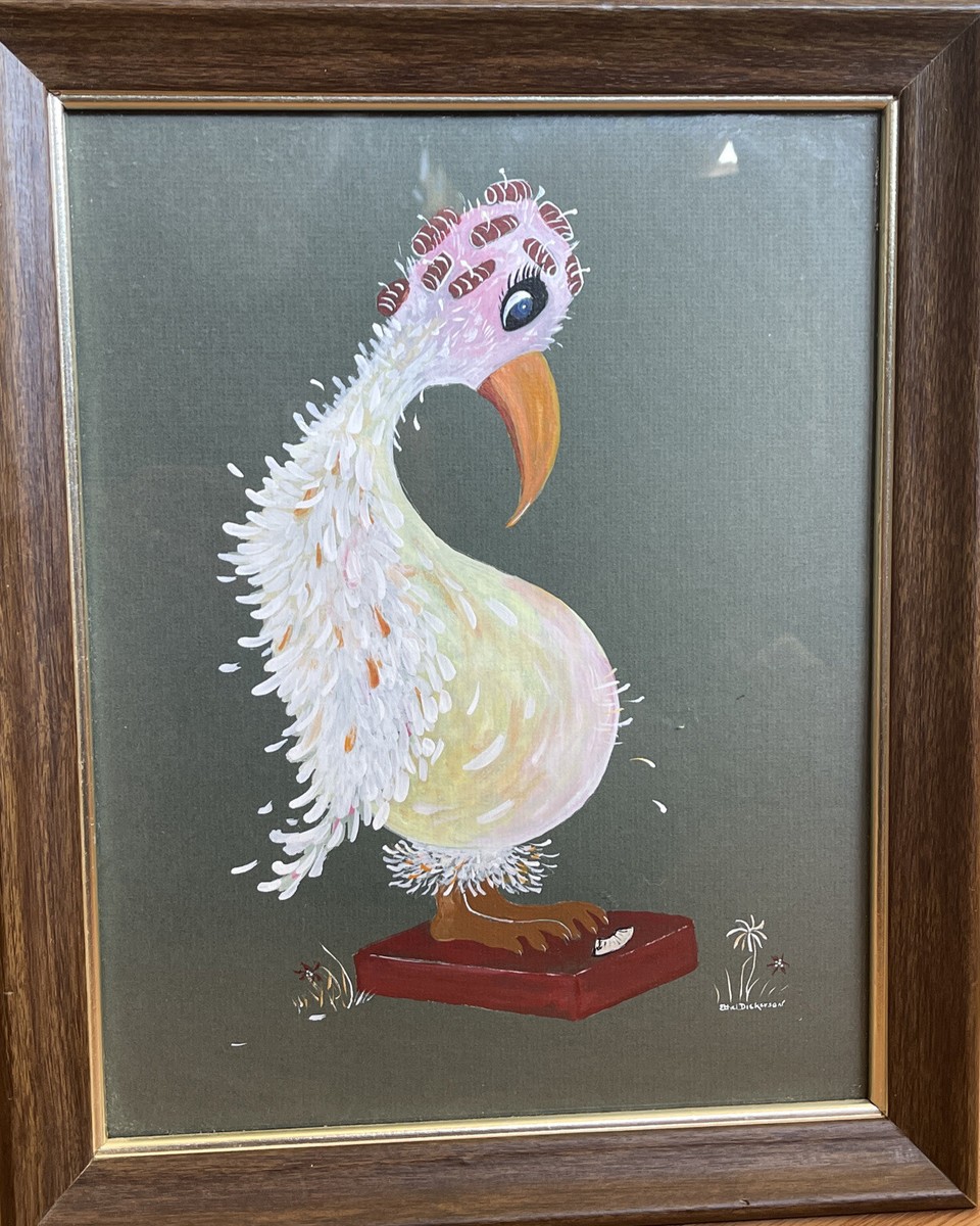 Stork Bird Wearing Hair Rollers Standing On Scale Painting By