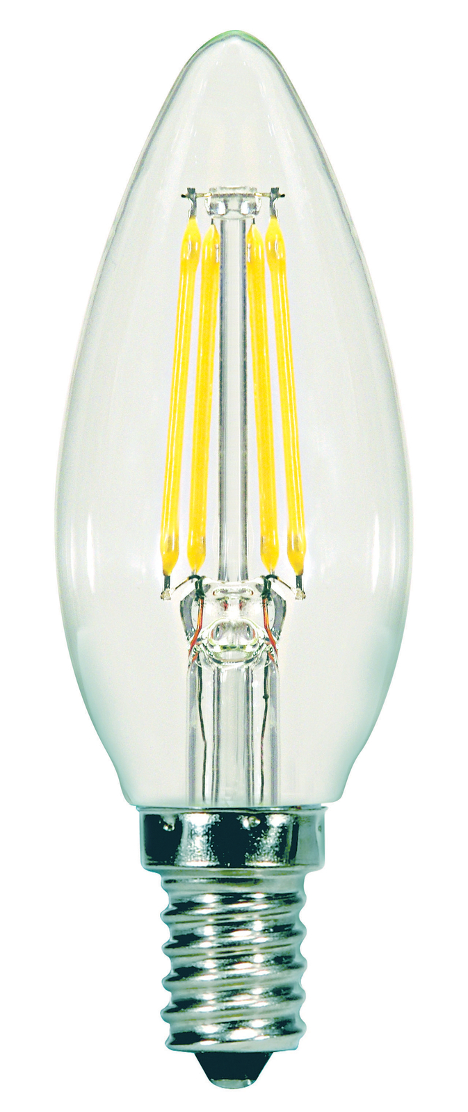 Satco S9960 LED Chandelier Filament 5.5W =60W Clear 120V Candelabra E12 Torpedo