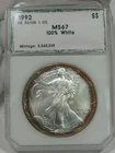BU Edge Rainbow Toned 1992 Silver American Eagle.  #3