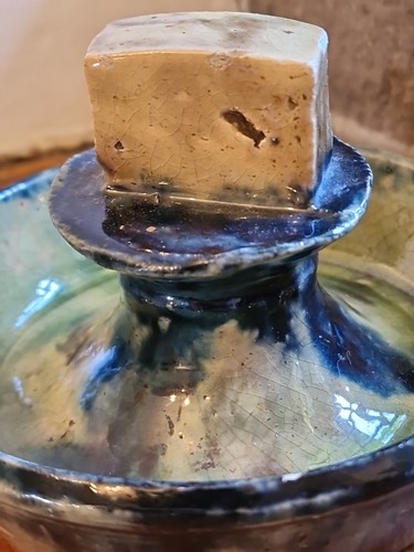 Raro antico porta fiammiferi in ceramica smaltata a goccia - Foto 14 di 24