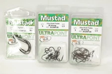 Mustad UltraPoint Fishing Hook Lot / 10ct 1/0 Treble Hooks / 3ct 8/0 Big Gun  TF