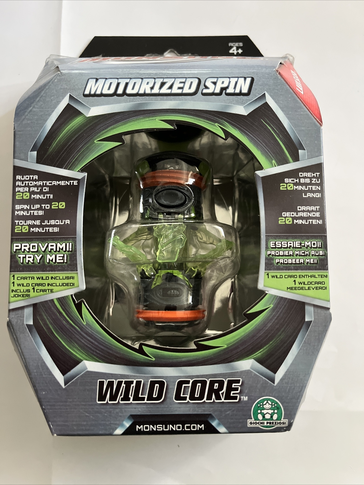 monsuno motorized spin Wild core ruota 20 minuti carta wild si trasforma