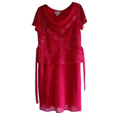 Karin Stevens. Casual Women's Dress Red Sparkly Silver Size 14 | eBay