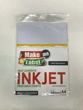 20 Premium White Gloss A4 Self Adhesive Inkjet Printable Paper Sticker Sheets