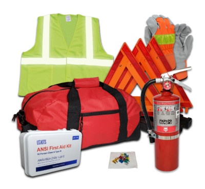 USKITS All-in-One DOT OSHA Hi-Viz Fleet Safety Kit w/5lb 3A40BC Extinguisher