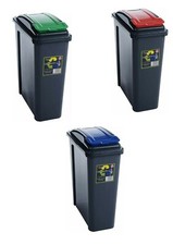 25 Litre Narrow Slim Plastic Waste Recycle Recycling Bin with Flap Lid Home