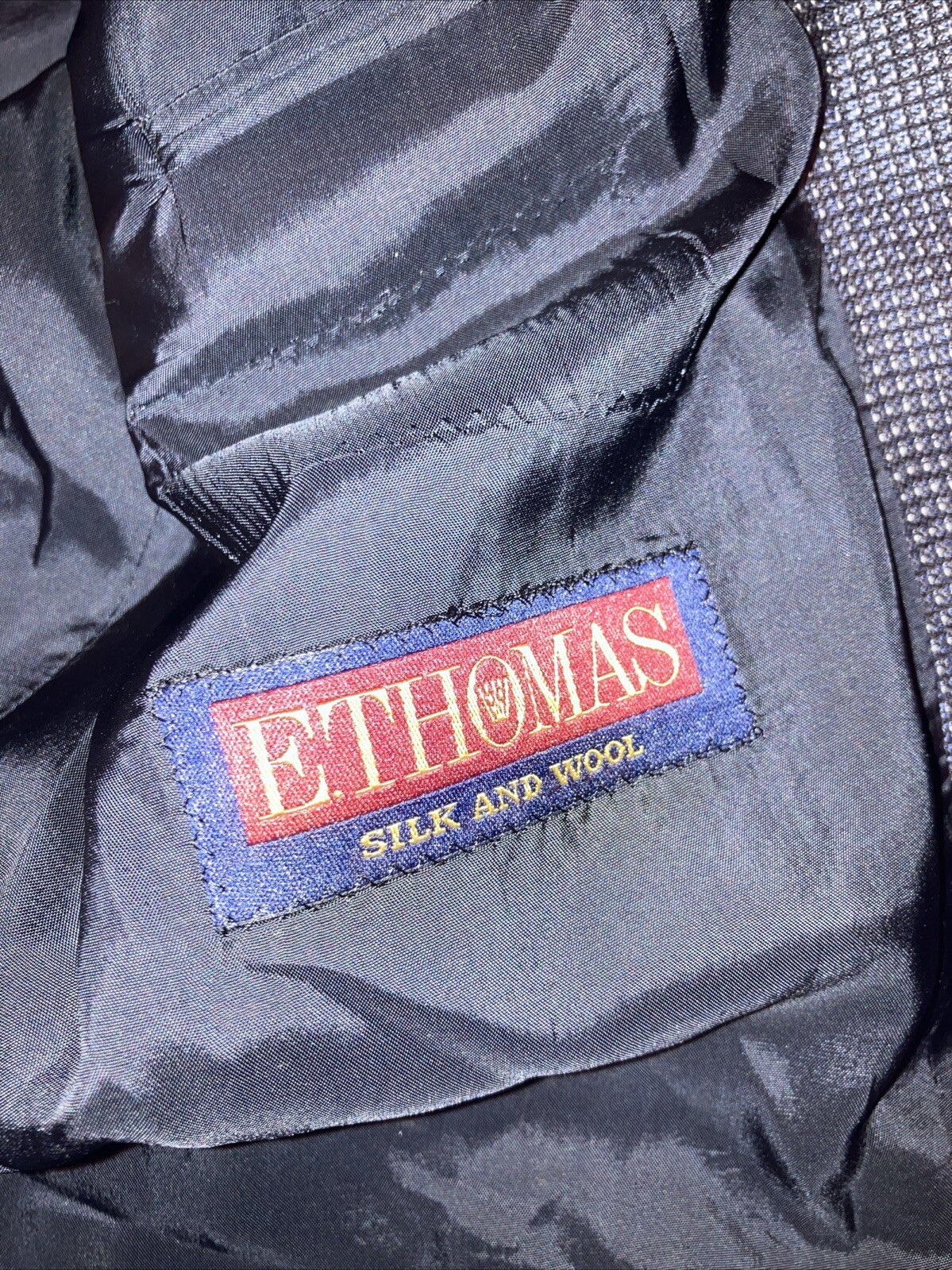 Hugo Boss Classic Wool Blazer Jacket Size 42L  E. Thomas Silk And Wool Navy Blue thumbnail 7