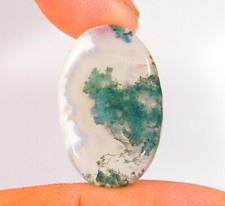 17 Cts Natural Green Moss Agate Oval Cabochon Loose Gemstone 26x16x5 mm CG 071