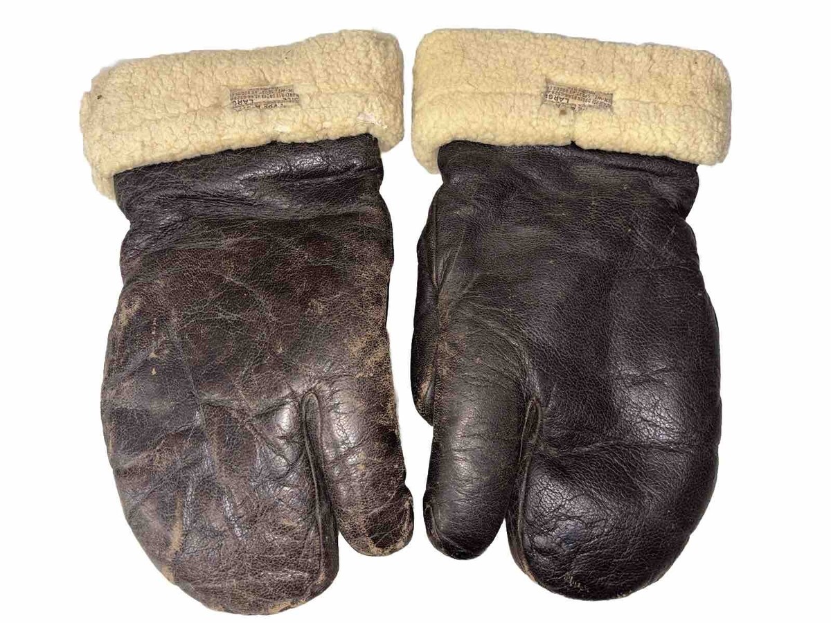 Vintage WW2 US Air Force Leather Bomber Gloves Type A-9A Large