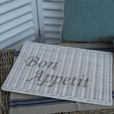 Rattan Landhaus bon Appetit weiß Tischset Placemat Platzset Maison Französisch