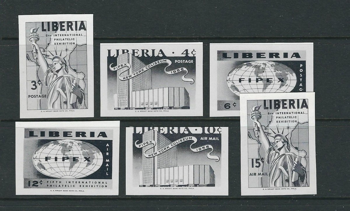 ポスター LIBERIA 1956 FIPEX at NEW YORK COLISEUM (Scott 355-7 C100-2) BLACK