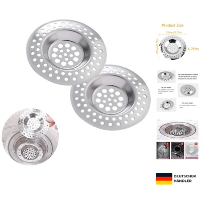 2 Stück Abflusssieb Edelstahl 7 cm, rostfrei, für Küche & Bad, verstopfungsfrei