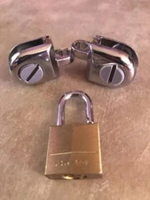 2 PCS CHROME Hasp Glass Cube Connector with lock Clip 3/16" Tempered Glass Shelf