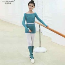 Kids Girls Top with Ballet Dance Wear Knitted Long Sleeve Pull Over Sweater Set