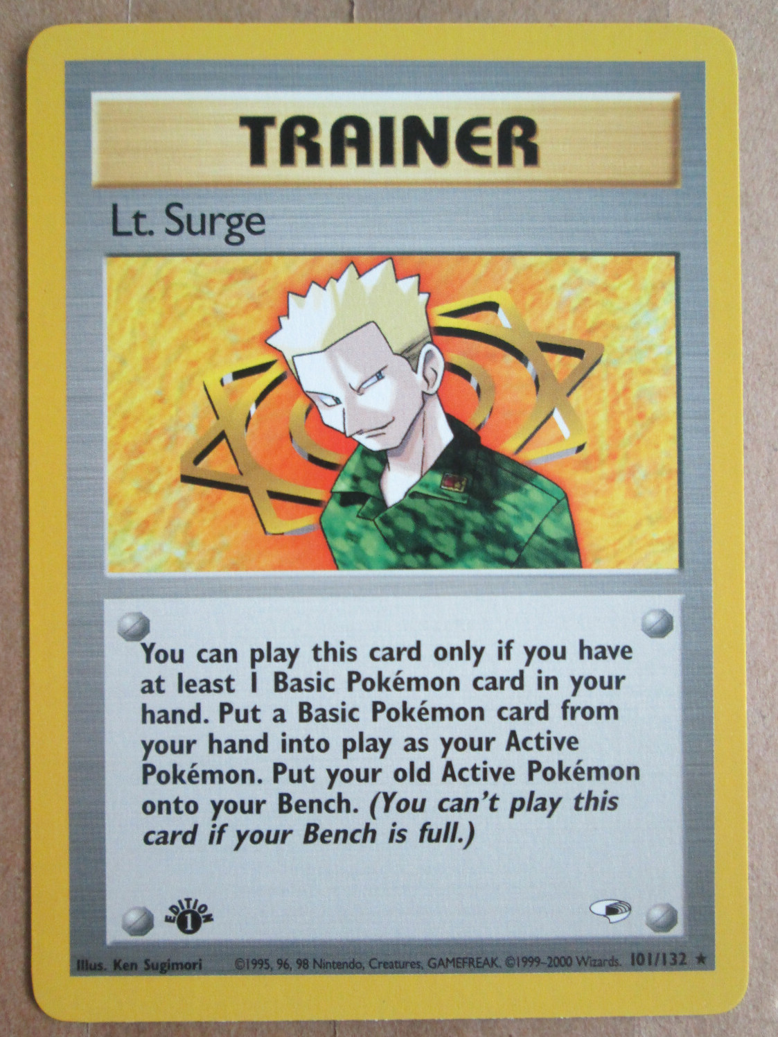 Lt. Surge - 101/132- 1st Edition Non-Holo WOTC TCG—Gym Heroes Set Pokemon Card