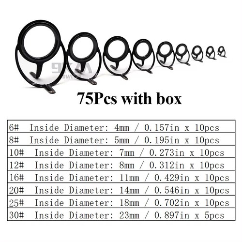 Black Fishing Rod Guides Building & Repair Size 6#-50# Stainless Steel & Ceramic - Picture 14 of 18