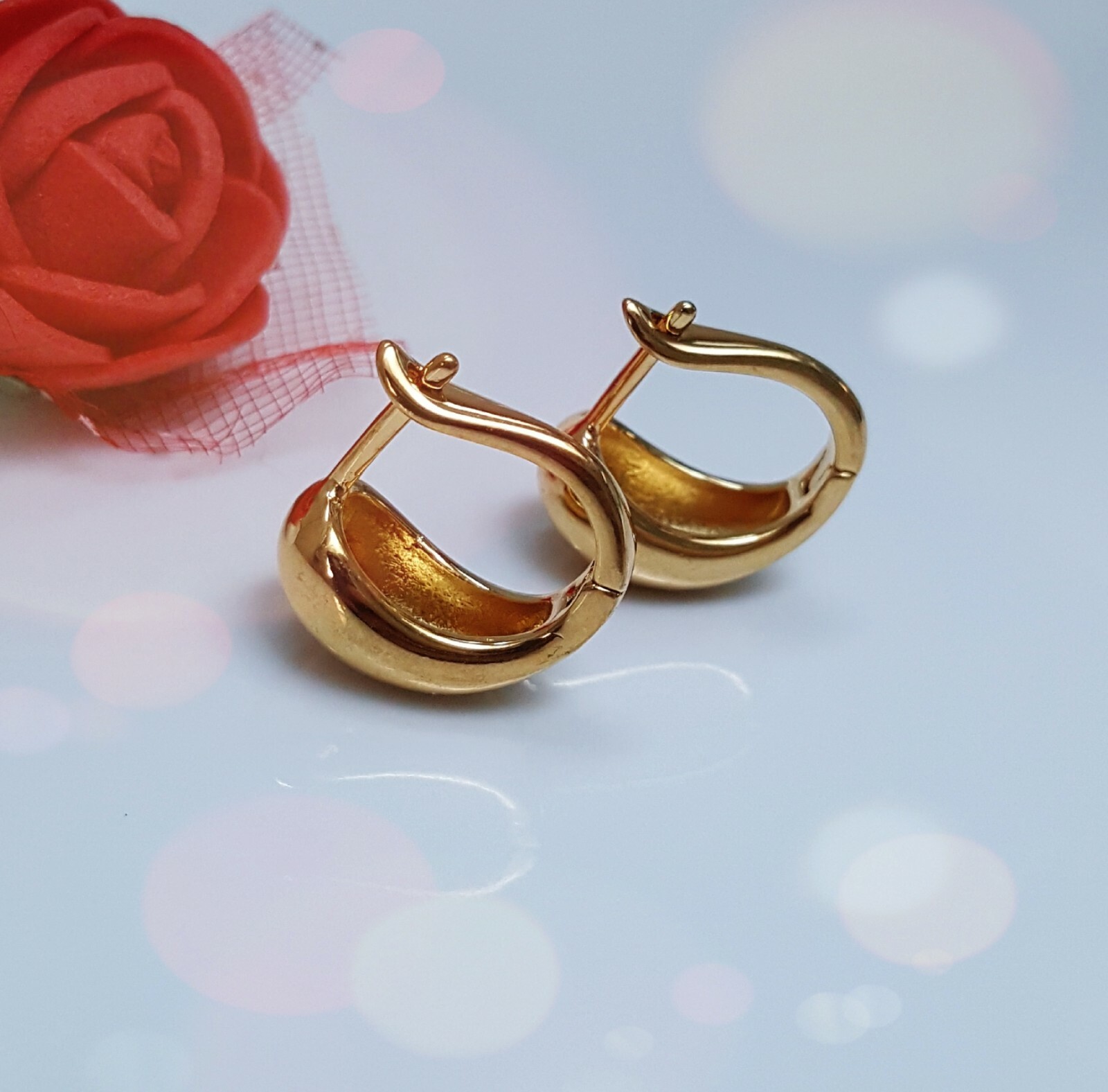 9K Yellow Gold Plated 13MM Smooth Hoop Earrings  -image