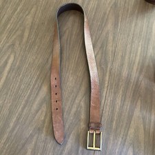 Trafalgar Mens Belt Size 36 Brown Leather Handmade Brass Buckle Made In USA