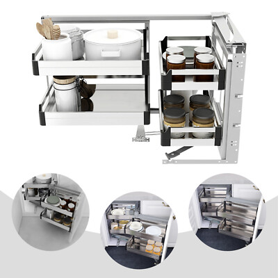 Kitchen Blind Corner Organizer Soft Close Large Capacity Cabinet Adjustable US