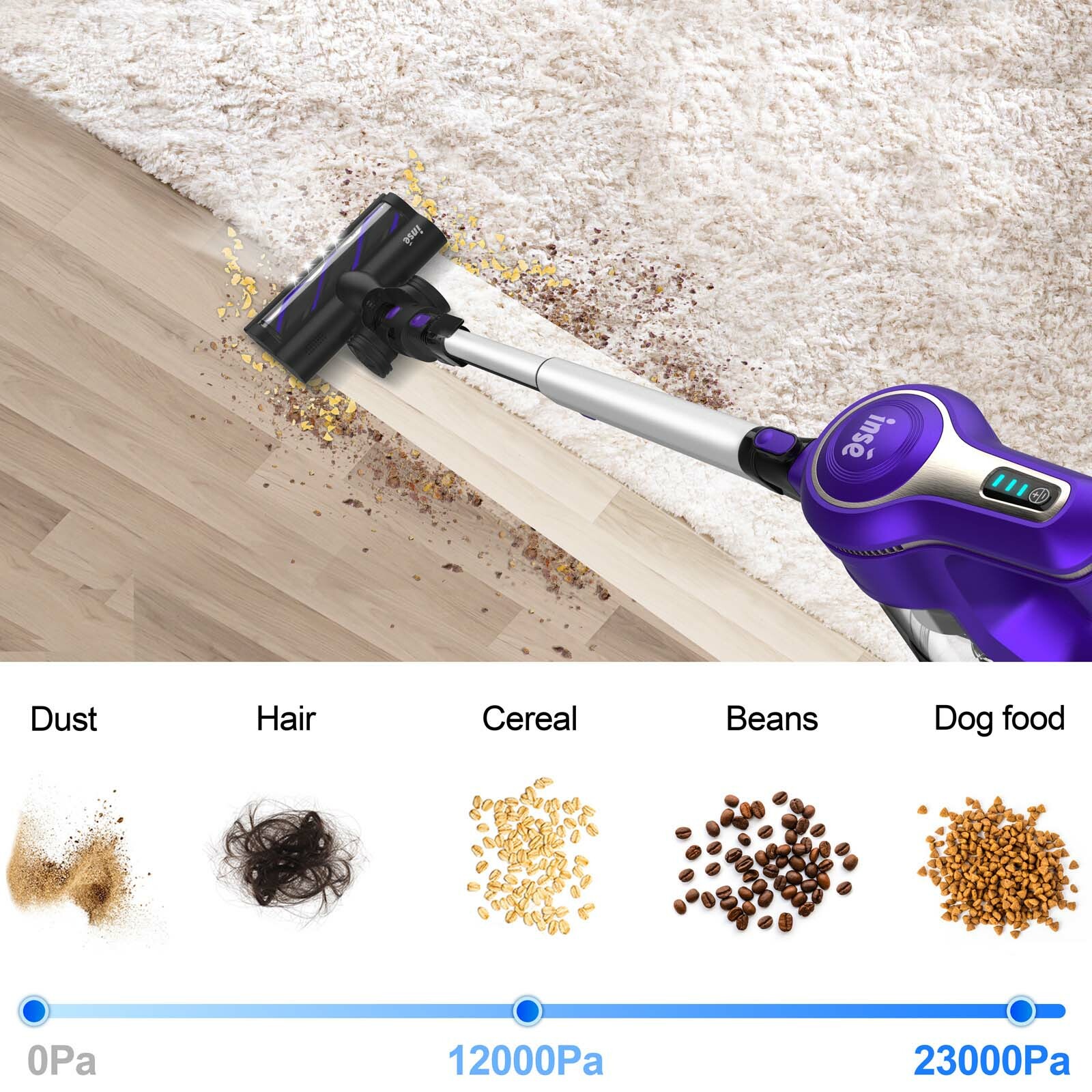 Refur INSE S6T 23Kpa Cordless Handheld Stick Carpet Floor Vacuum Cleaner Purple eBay