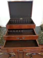 AMERICAN REED&BARTON PROVINCIAL 2 DRAWER HAND MADE WOODEN STORAGE CHEST #3