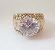 Sterling Silver Vermeil CZ Wedding Engagement Cocktail Band Ring Sz 6