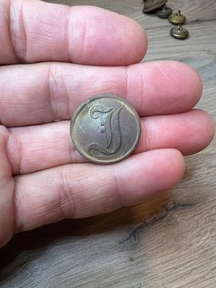 Confederate Script I Civil War Coat Button Dug in Richmond Va.