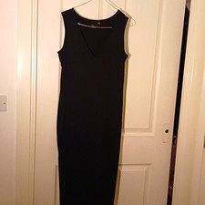 ASOS Curve Black Shift Midi Dress V-Neck Sleeveless Pullover Size 18 Plus