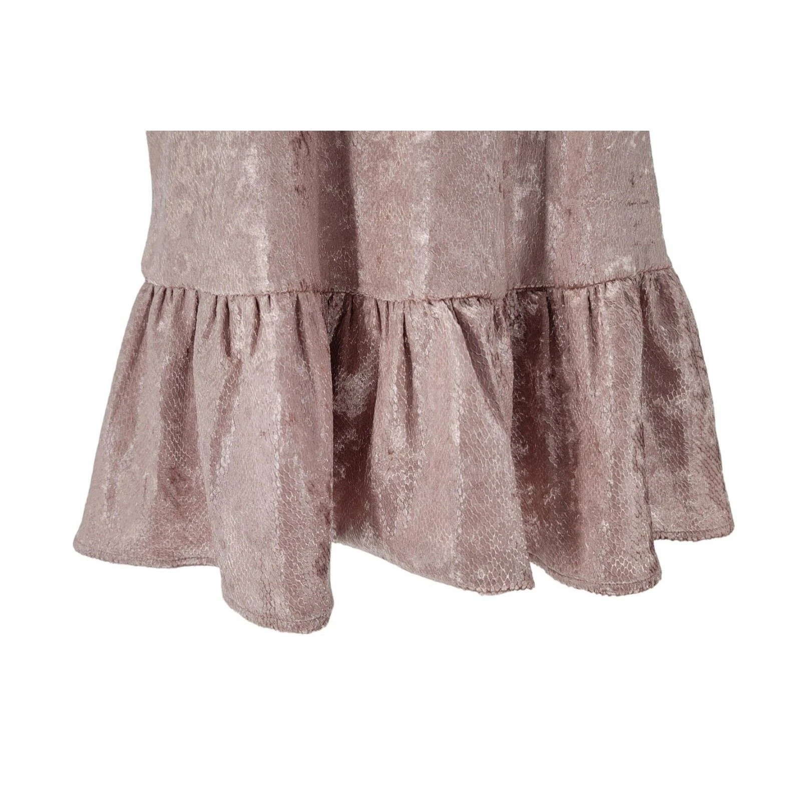 VETEMENTS TCEC Blush Rosa Velluto Finto Collo Ruffle Mini Abito Festa Matrimonio Glam Taglia M