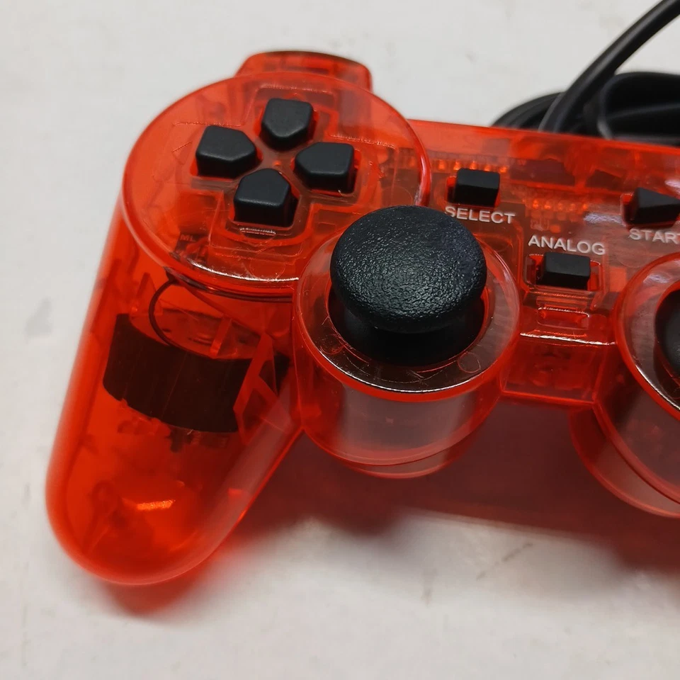 Wired 5.5ft Dual Vibration Controller Gamepad for PS2 & PS1 Transparent Red - Image 3 of 4