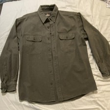 RedHead Men's Green Cotton Flannel Button-Up Shirt L Long Sleeve