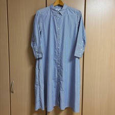 UNIQLO Women's Blue Stripe A-line Dress L Cotton Spring/Summer Used