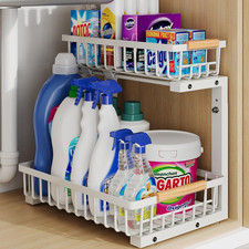 Under Sink Organizer 2 Tier Sliding Pull Out Drawer Kitchen Bathroom Cabinet