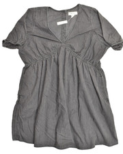 Madewell Women's 18W Black Denim V-Neck Mini Dress Short Sleeve Solid Cotton NEW