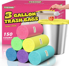 Small Trash Bags 3 Gallon -150 Count Mini Garbage Bags Unscented,12 Liter Colore