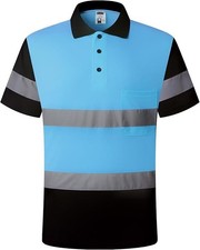 Safety Shirt for Men Hi Vis Reflective Workwear Quick Drying Short Sleeve Polo M