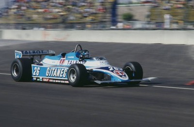 French Formula One racing driver Jacques Laffite drives Equipe Tal- Old Photo