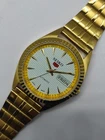 Seiko Automatic Refurbished White Dial Gold Tone Day Date Men's Vintage Watch
