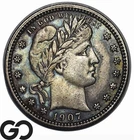 1907-D Barber Quarter, Choice XF+ Tougher Date