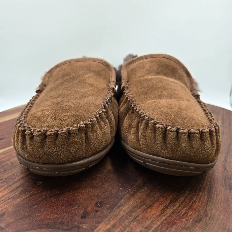 LL Bean Wicked Good Zapatillas Zapatos Para Hombre 12W Ancho Marrón Piel de Oveja Forrado Mocasín Foto 2 de 4