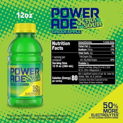 POWERADE Green Apple XTRA Sour 12oz 8pk | eBay