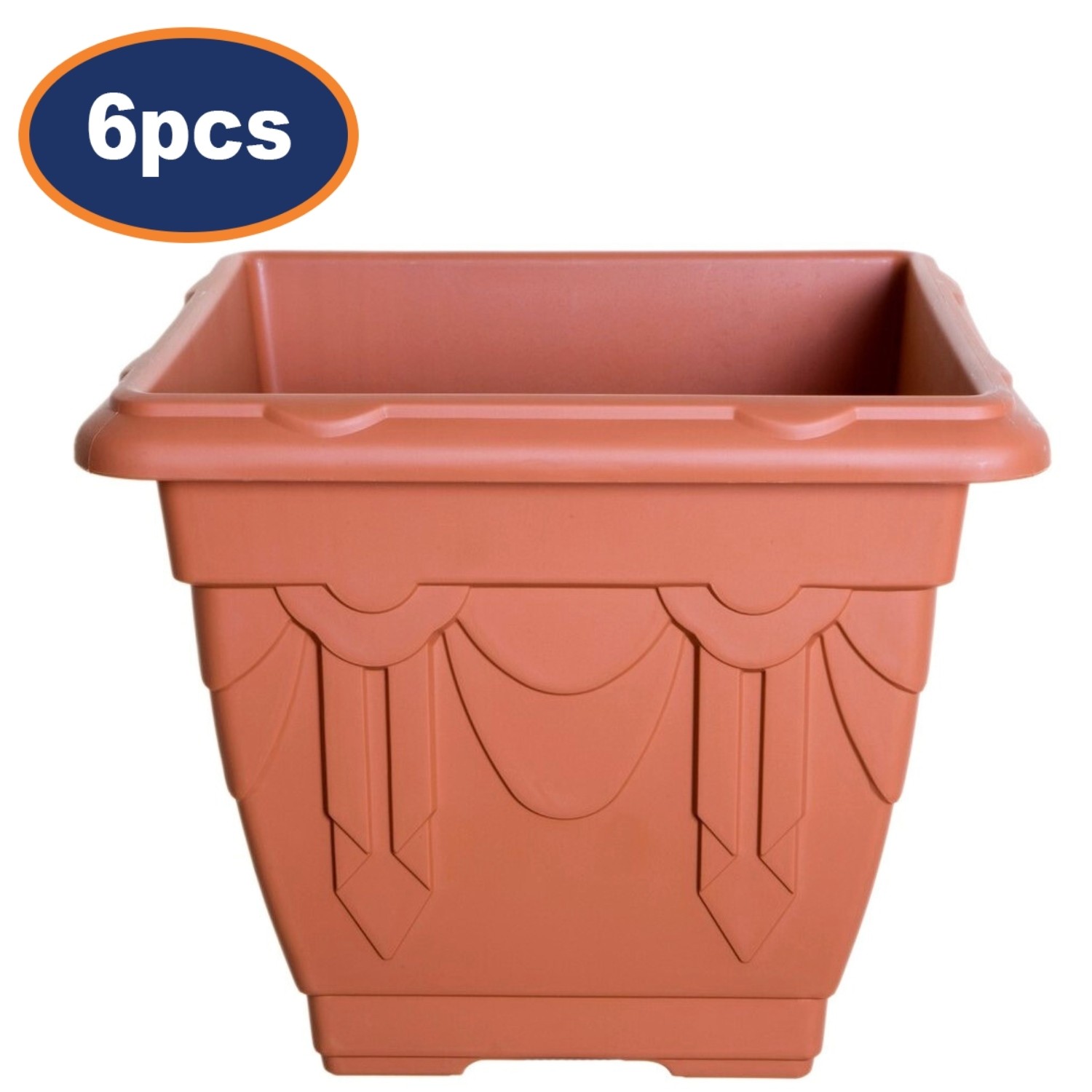 6Pcs 30cm Plastic Planter Square Venetian Flower Pot Terracotta Garden Basket