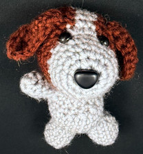 Crochet - Grey Dog With Brown Ears - Stuffed Animal - 4.5" - Handmade - A