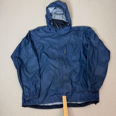 Columbia Mens Medium Blue Hooded Windbreaker Jacket Lightweight Full Zip