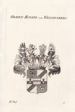 1830 Kunitz von Weissenberg Wappen coat of arms Kupferstich engraving Heraldik