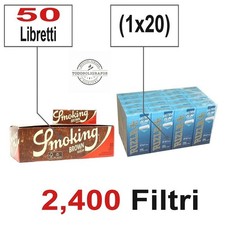 Cartine Smoking Brown Corte 50 Libretti+Filtri Rizla Ultra Slim 5.7mm OFFERTA