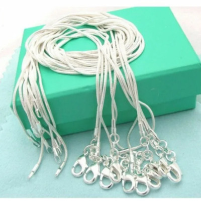 10PCS wholesale 925 sterling solid silver snake chain necklace1MM 16-30inch