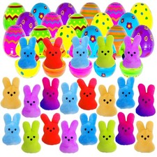 24 Pcs PreFilled Easter Eggs with Plush Bunny Toys Animals Keychain Decoratio...