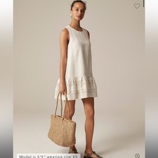 J.Crew Petite Maxine ruffle-trim dress in linen PXS